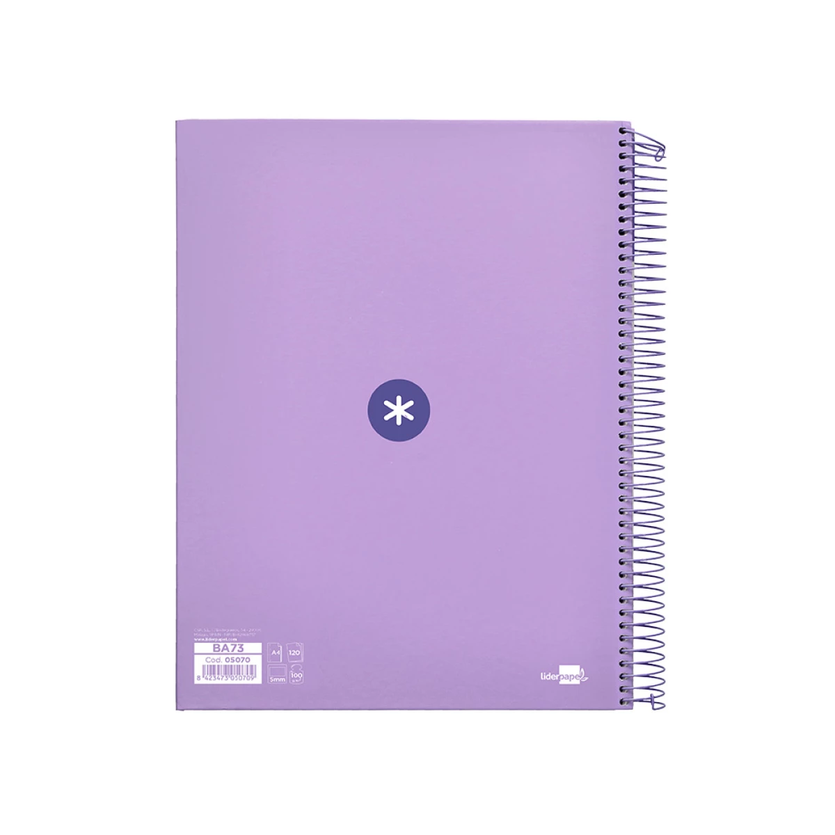 Galery – Caderno espiral liderpapel din a4 antartik capa forrada 120 f 100 gr quadricula 5mm 5 bandas de cores cor lavanda0