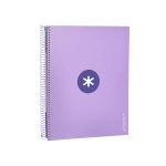 Galery – Caderno espiral liderpapel din a4 antartik capa forrada 120 f 100 gr quadricula 5mm 5 bandas de cores cor lavanda0