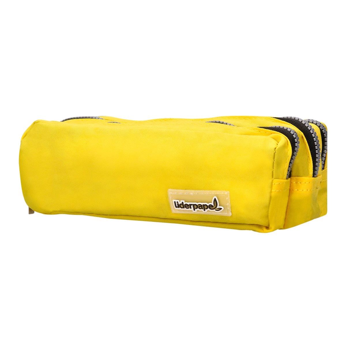 Galery – Estojo escolar liderpapel retangular 3 bolsos amarelo pastel 185x55x70 mm0