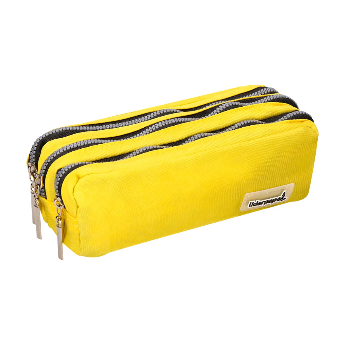 Galery – Estojo escolar liderpapel retangular 3 bolsos amarelo pastel 185x55x70 mm0