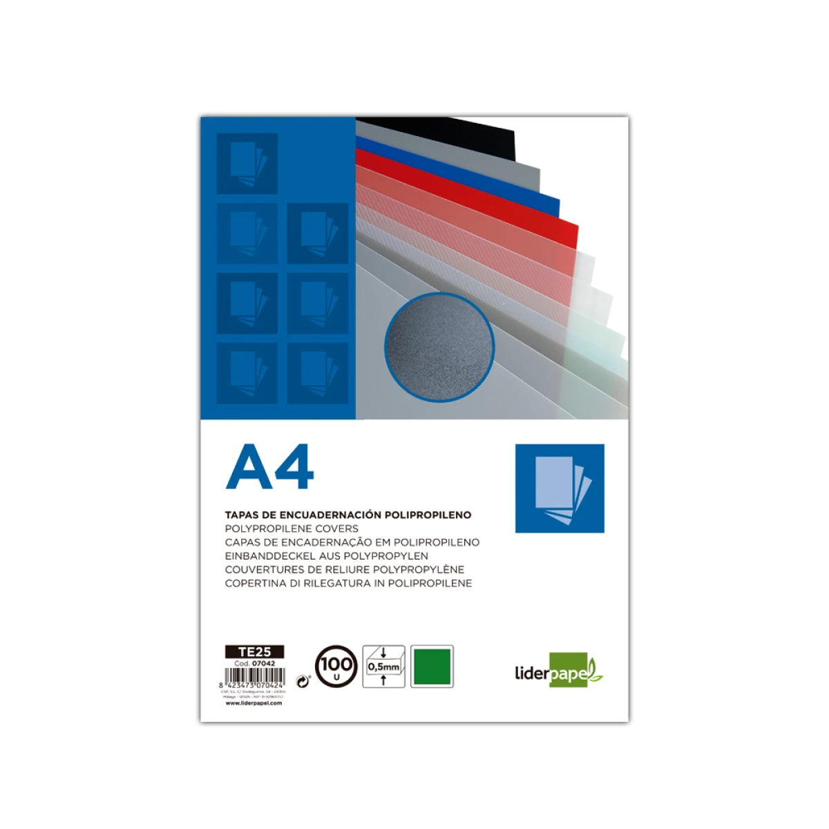 Galery – Capa encadernacao liderpapel polipropileno a4 0.5mm verde opaco embalagem de 100 unidades0