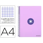 Thumbnail-Caderno espiral liderpapel din a4 antartik capa dura 80 f 100 gr quadricula 5 mm com margem cor lavanda