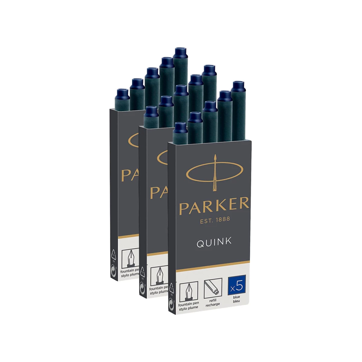 Galery – Tinta parker quink preta – caixa de 5 cartuchos0