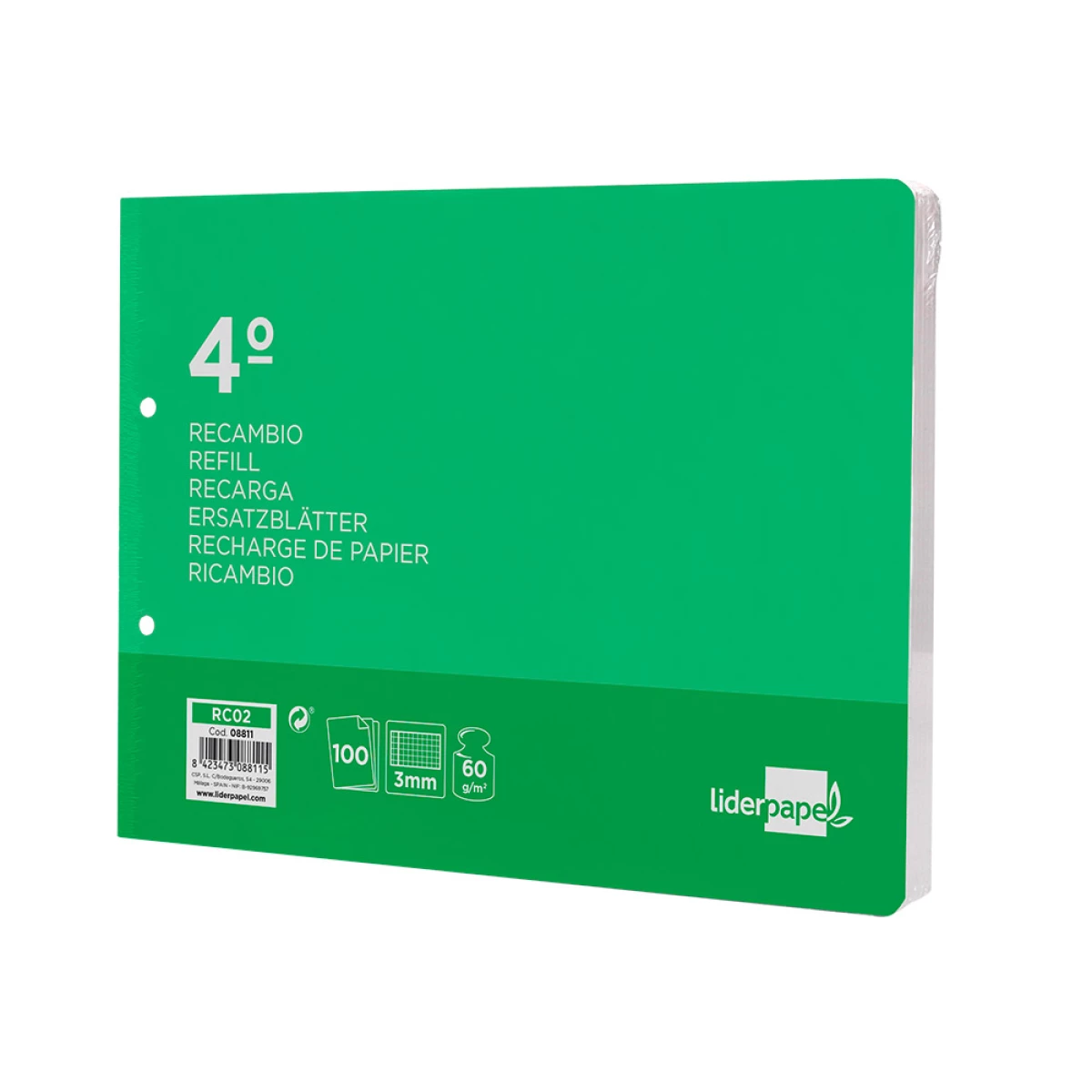 Galery – Recarga liderpapel quarto apaisado 100 f 2tca-06 quadriculado 3 mm 2 furos com margem0