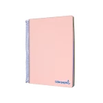 Galery – Caderno espiral liderpapel din a4 wonder capa plastico 120 f 90 gr quadricula 5 mm 5 bandas de cores 4 furos rosa0