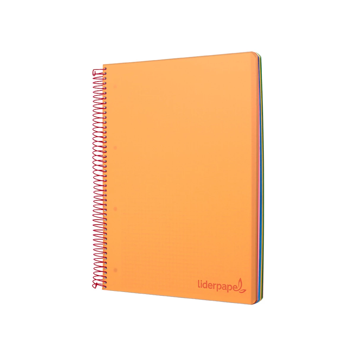 Galery – Caderno espiral liderpapel din a5 wonder capa plastico 120 f 90 gr quadricula 5mm 5 bandas de cores 6 furos laranja0