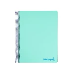 Galery – Caderno espiral liderpapel din a5 wonder capa plastico 120 f 90 gr quadricula 5mm 5 bandas de cores 6 furos verde0