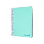 Galery – Caderno espiral liderpapel din a5 wonder capa plastico 120 f 90 gr quadricula 5mm 5 bandas de cores 6 furos verde0