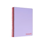 Galery – Caderno espiral liderpapel din a5 wonder capa plastico 120 f 90 gr quadricula 5mm 5 bandas de cores 6 furos violeta0