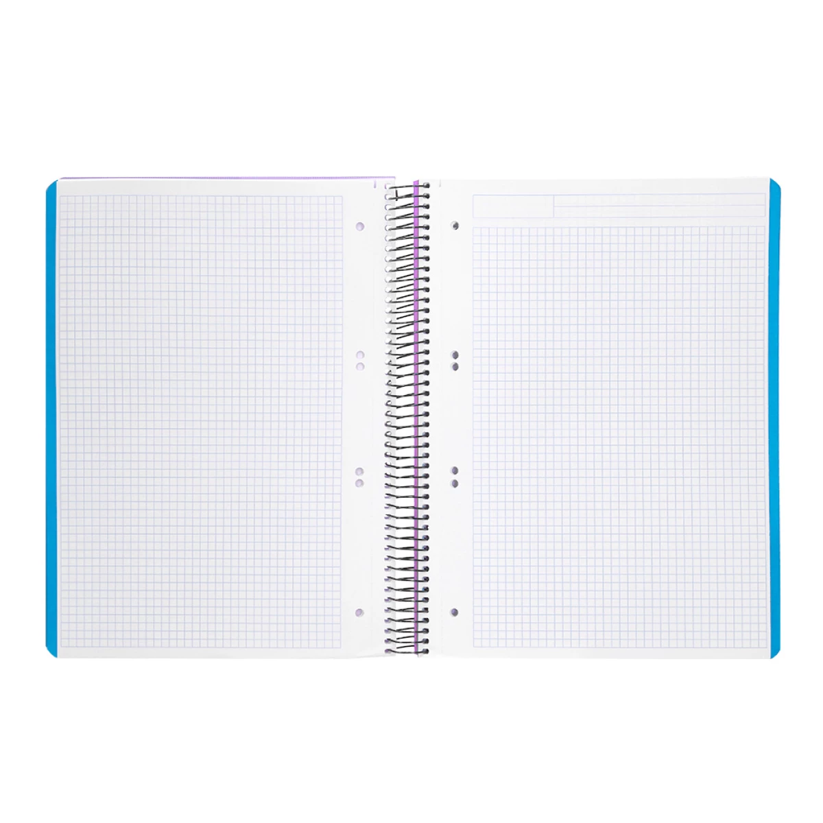 Galery – Caderno espiral liderpapel din a5 wonder capa plastico 120 f 90 gr quadricula 5mm 5 bandas de cores 6 furos violeta0