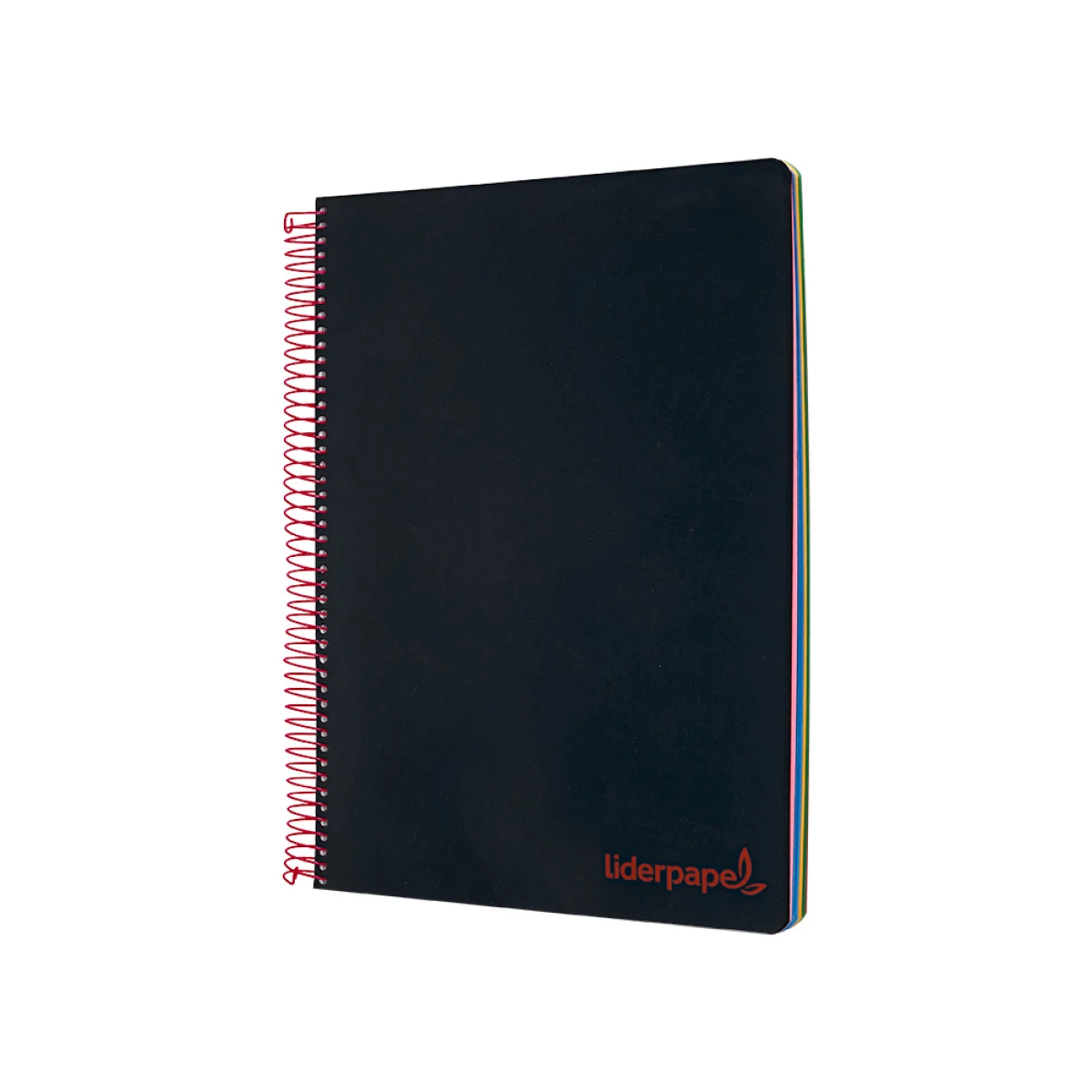 Galery – Caderno espiral liderpapel din a5 wonder capa plastico 120 f 90 gr quadricula 5mm 5 bandas de cores 6 furos preto0