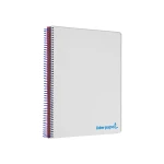 Galery – Caderno espiral liderpapel din a5 wonder capa plastico 120 f 90 gr quadricula 5mm 5 bandas de cores 6 furos turquesa0