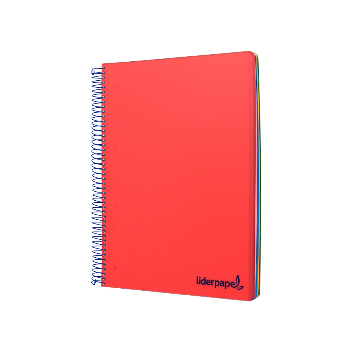 Galery – Caderno espiral liderpapel din a5 wonder capa plastico 120 f 90 gr quadricula 5mm 5 bandas de cores 6 furos vermelho0