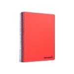 Galery – Caderno espiral liderpapel din a5 wonder capa plastico 120 f 90 gr quadricula 5mm 5 bandas de cores 6 furos vermelho0