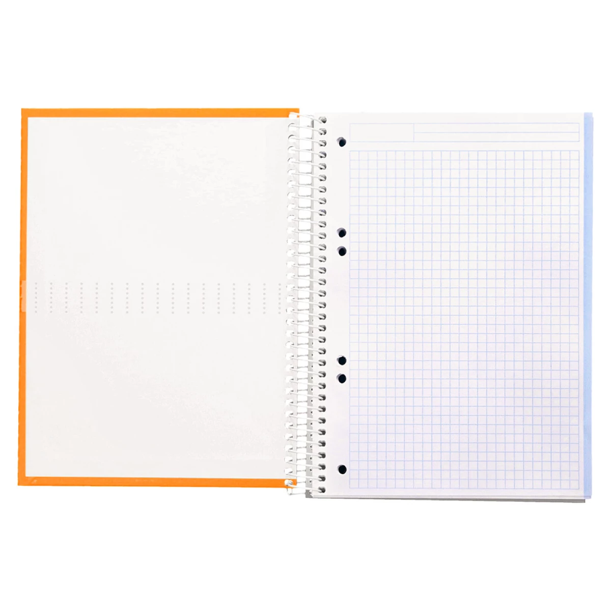 Galery – Caderno espiral liderpapel din a5 crafty capa forrada 120 f 90 gr quadricula 5mm 5 bandas de cores 6 furos cor laranja0