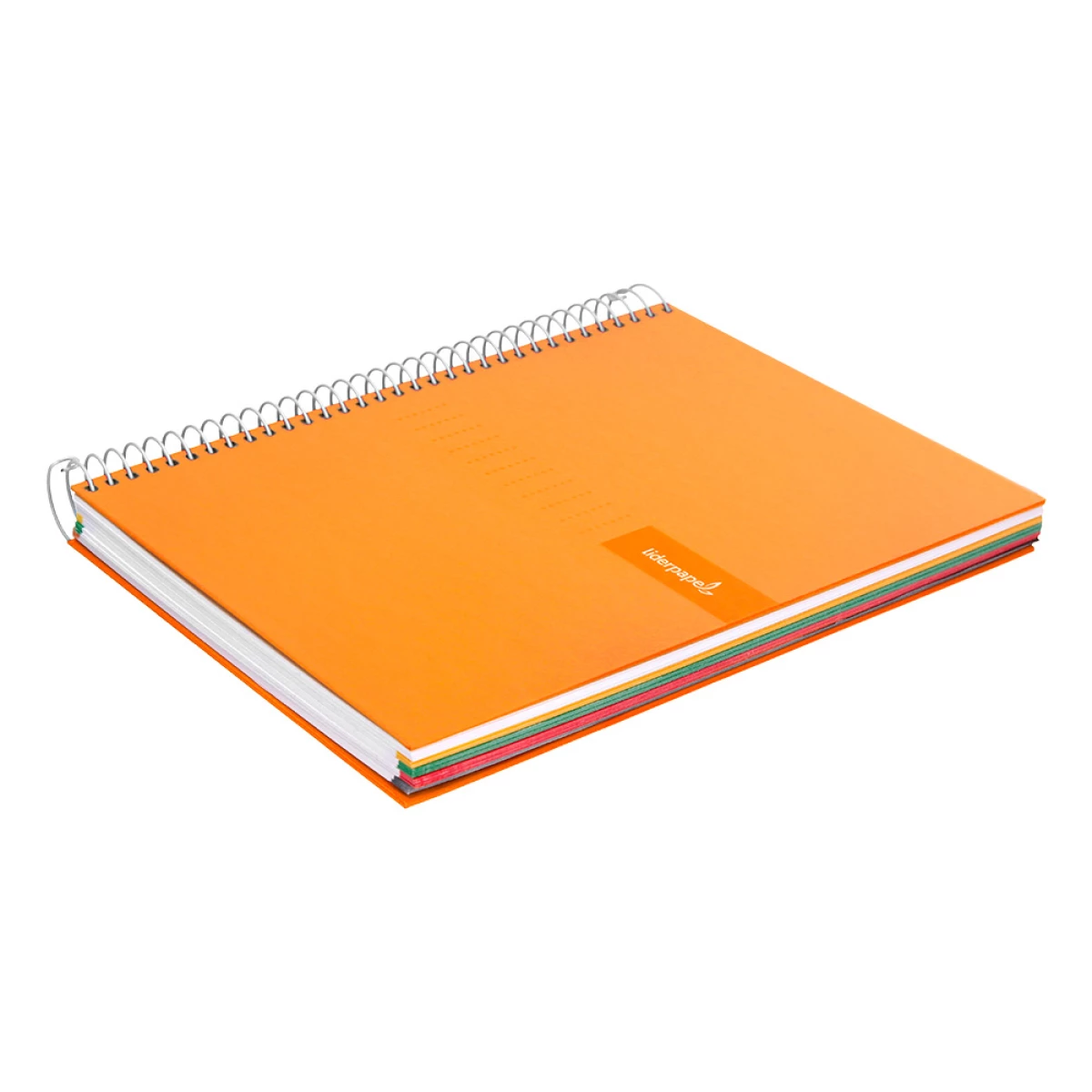 Galery – Caderno espiral liderpapel din a5 crafty capa forrada 120 f 90 gr quadricula 5mm 5 bandas de cores 6 furos cor laranja0