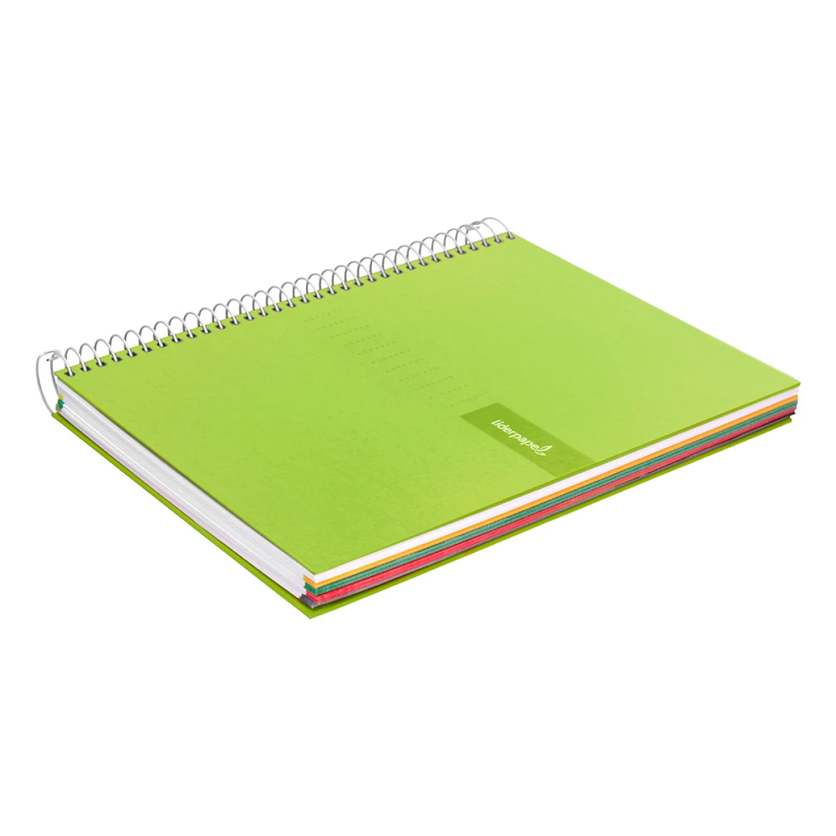 Galery – Caderno espiral liderpapel din a5 crafty capa forrada 120 f 90 gr quadricula 5mm 5 bandas de cores 6 furos cor verde0