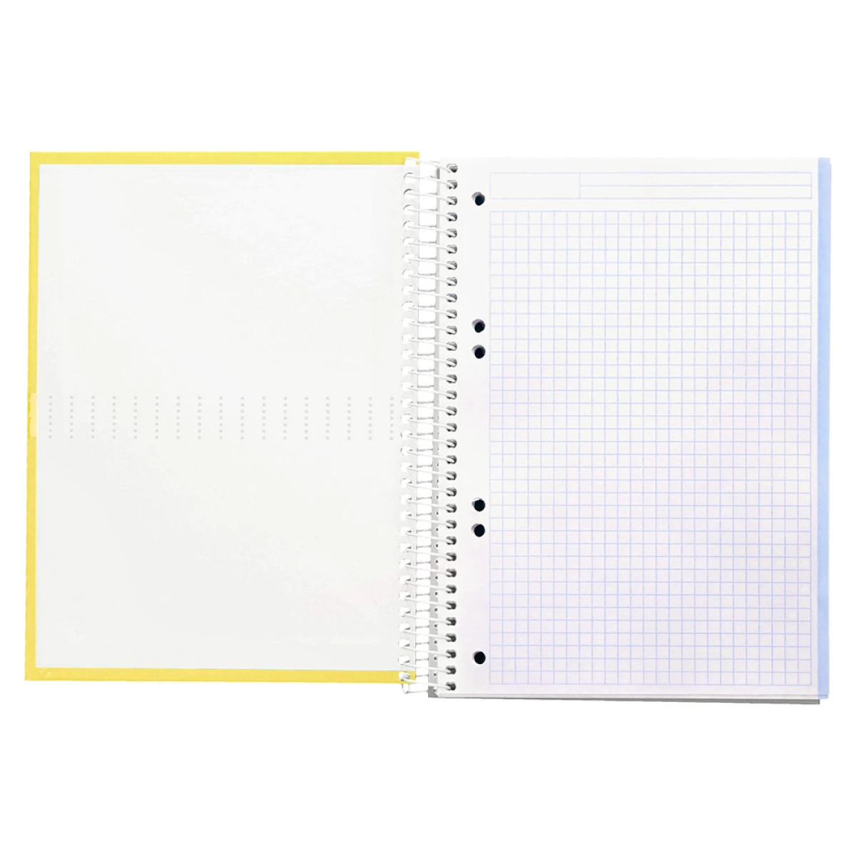 Galery – Caderno espiral liderpapel din a5 crafty capa forrada 120 f 90 gr quadricula 5mm 5 bandas de cores 6 furos cor amarelo0