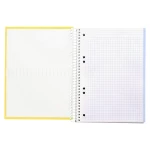 Galery – Caderno espiral liderpapel din a5 crafty capa forrada 120 f 90 gr quadricula 5mm 5 bandas de cores 6 furos cor amarelo0