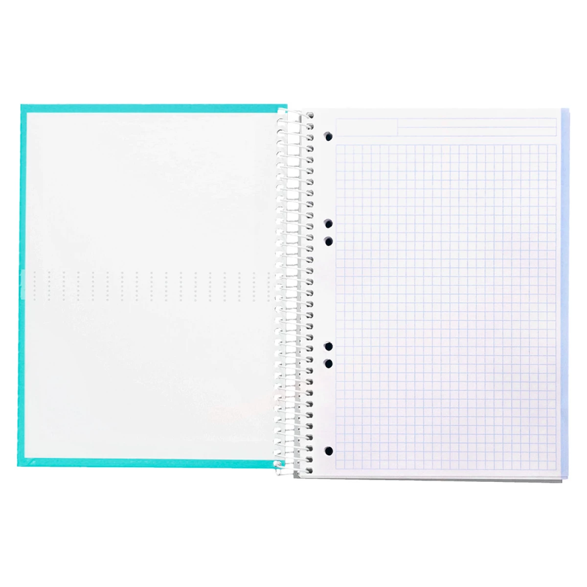 Galery – Caderno espiral liderpapel din a5 crafty capa forrada 120 f 90 gr quadricula 5mm 5 bandas de cores 6 furos cor turquesa0