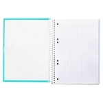 Galery – Caderno espiral liderpapel din a5 crafty capa forrada 120 f 90 gr quadricula 5mm 5 bandas de cores 6 furos cor turquesa0