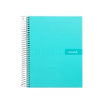 Galery – Caderno espiral liderpapel din a5 crafty capa forrada 120 f 90 gr quadricula 5mm 5 bandas de cores 6 furos cor turquesa0