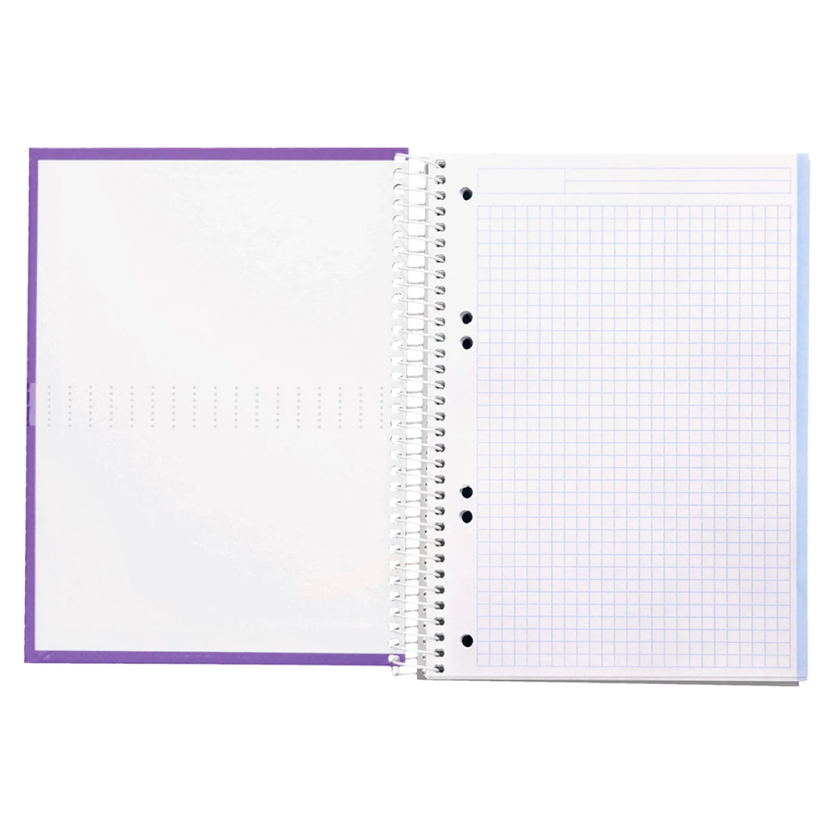 Galery – Caderno espiral liderpapel din a5 crafty capa forrada 120 f 90 gr quadricula 5mm 5 bandas de cores 6 furos cor violeta0