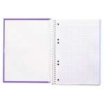 Galery – Caderno espiral liderpapel din a5 crafty capa forrada 120 f 90 gr quadricula 5mm 5 bandas de cores 6 furos cor violeta0