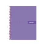 Galery – Caderno espiral liderpapel din a5 crafty capa forrada 120 f 90 gr quadricula 5mm 5 bandas de cores 6 furos cor violeta0