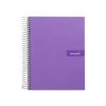 Galery – Caderno espiral liderpapel din a5 crafty capa forrada 120 f 90 gr quadricula 5mm 5 bandas de cores 6 furos cor violeta0