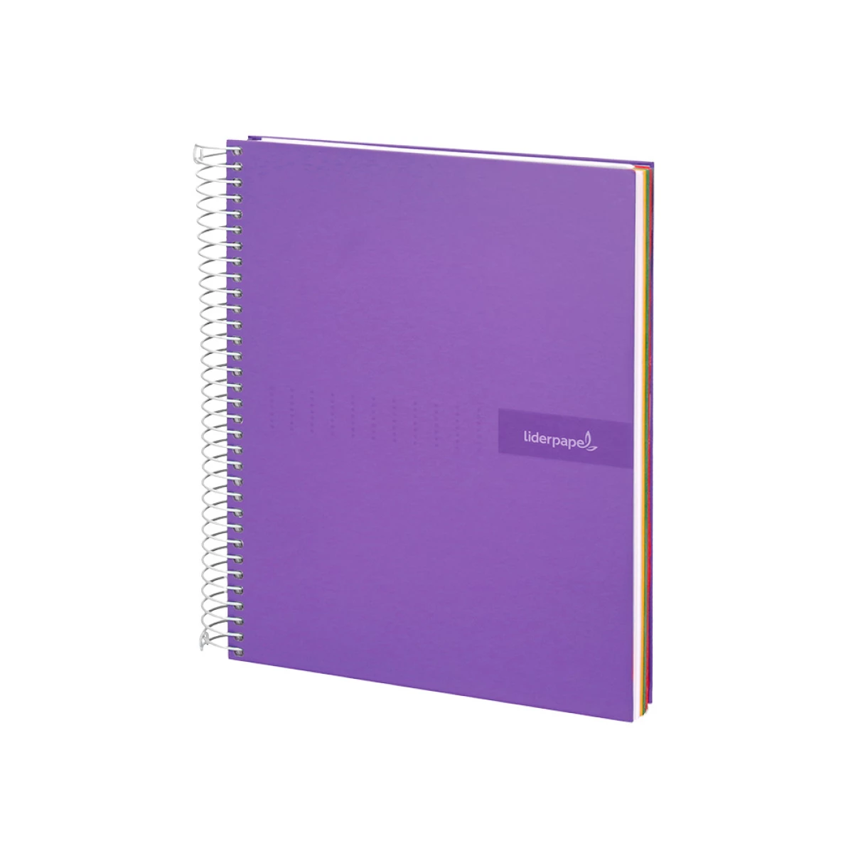 Galery – Caderno espiral liderpapel din a5 crafty capa forrada 120 f 90 gr quadricula 5mm 5 bandas de cores 6 furos cor violeta0