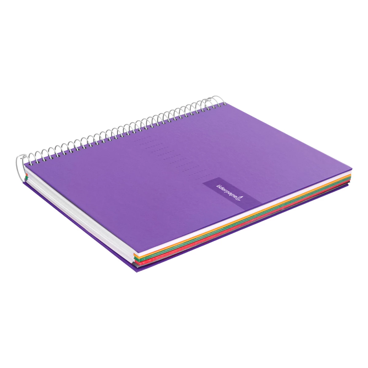 Galery – Caderno espiral liderpapel din a5 crafty capa forrada 120 f 90 gr quadricula 5mm 5 bandas de cores 6 furos cor violeta0