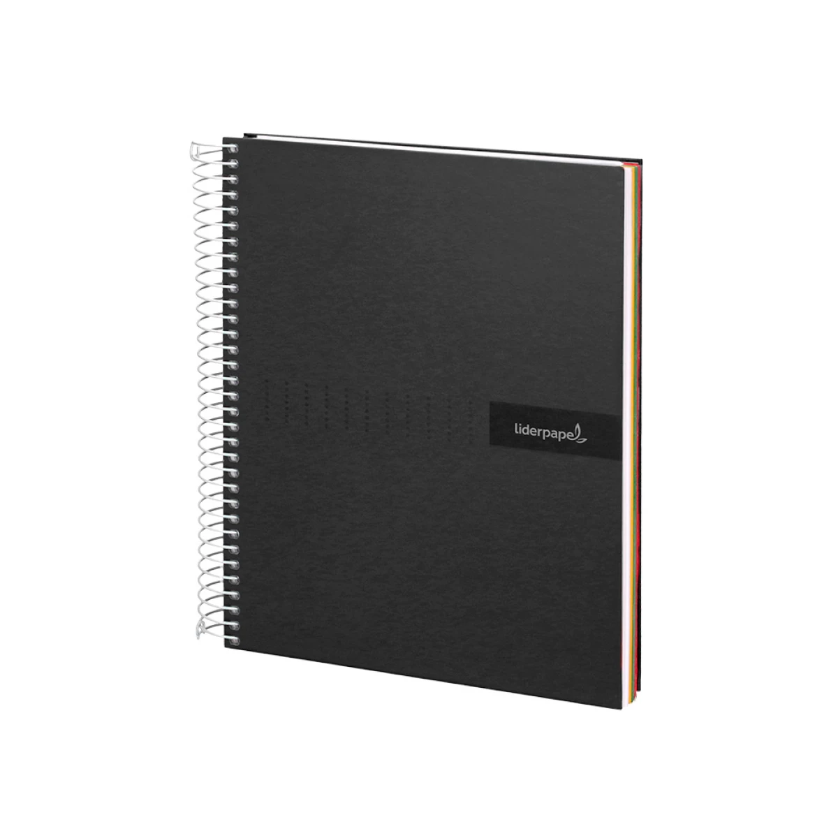 Galery – Caderno espiral liderpapel din a5 crafty capa forrada 120 f 90 gr quadricula 5mm 5 bandas de cores 6 furos cor preto0