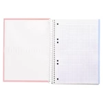 Galery – Caderno espiral liderpapel din a5 crafty capa forrada 120 f 90 gr quadricula 5mm 5 bandas de cores 6 furos cor rosa0