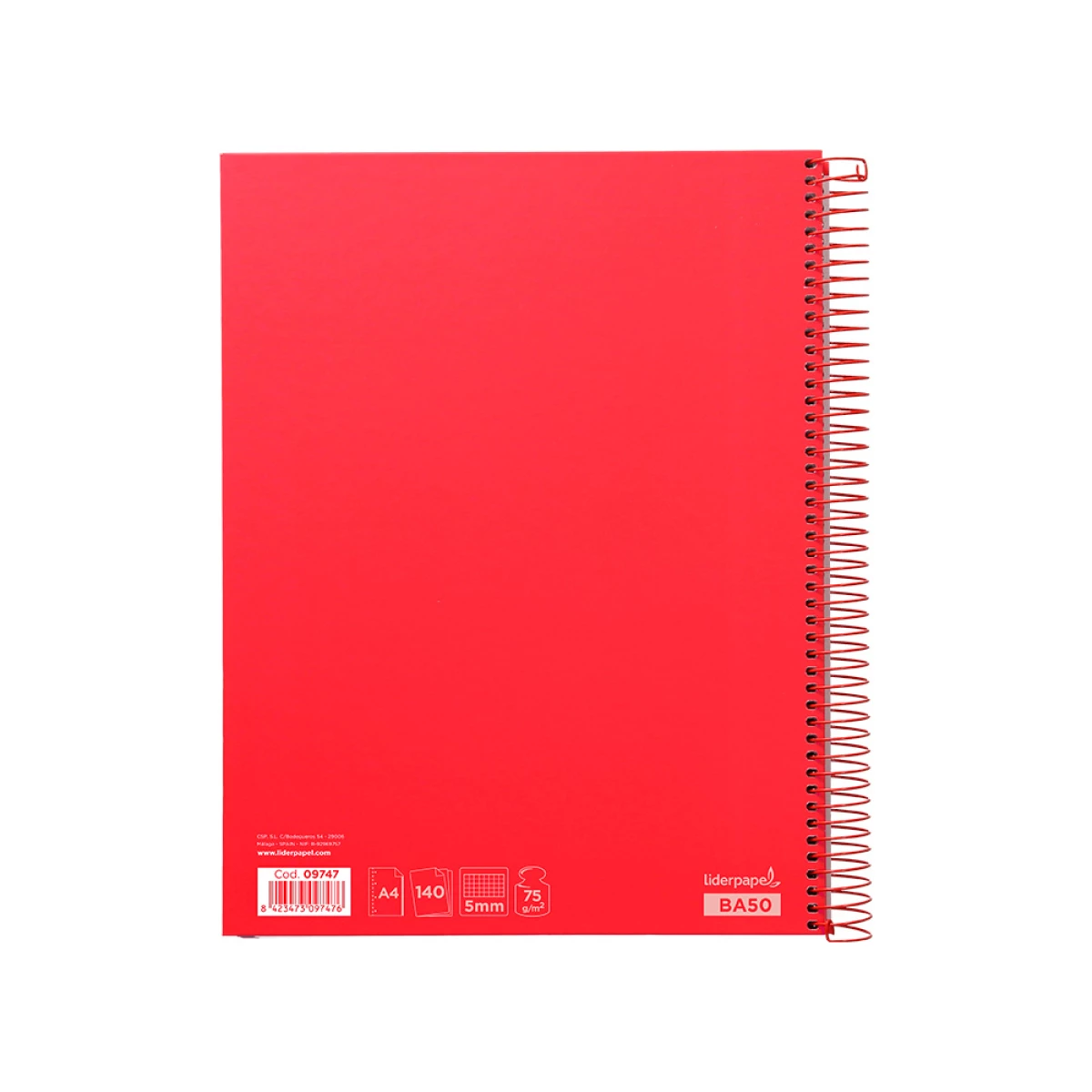 Galery – Caderno espiral liderpapel din a4 jolly capa forrada 140 f 75 gr quadricula 5mm 5 bandas de cores 4 furos cor vermelho0