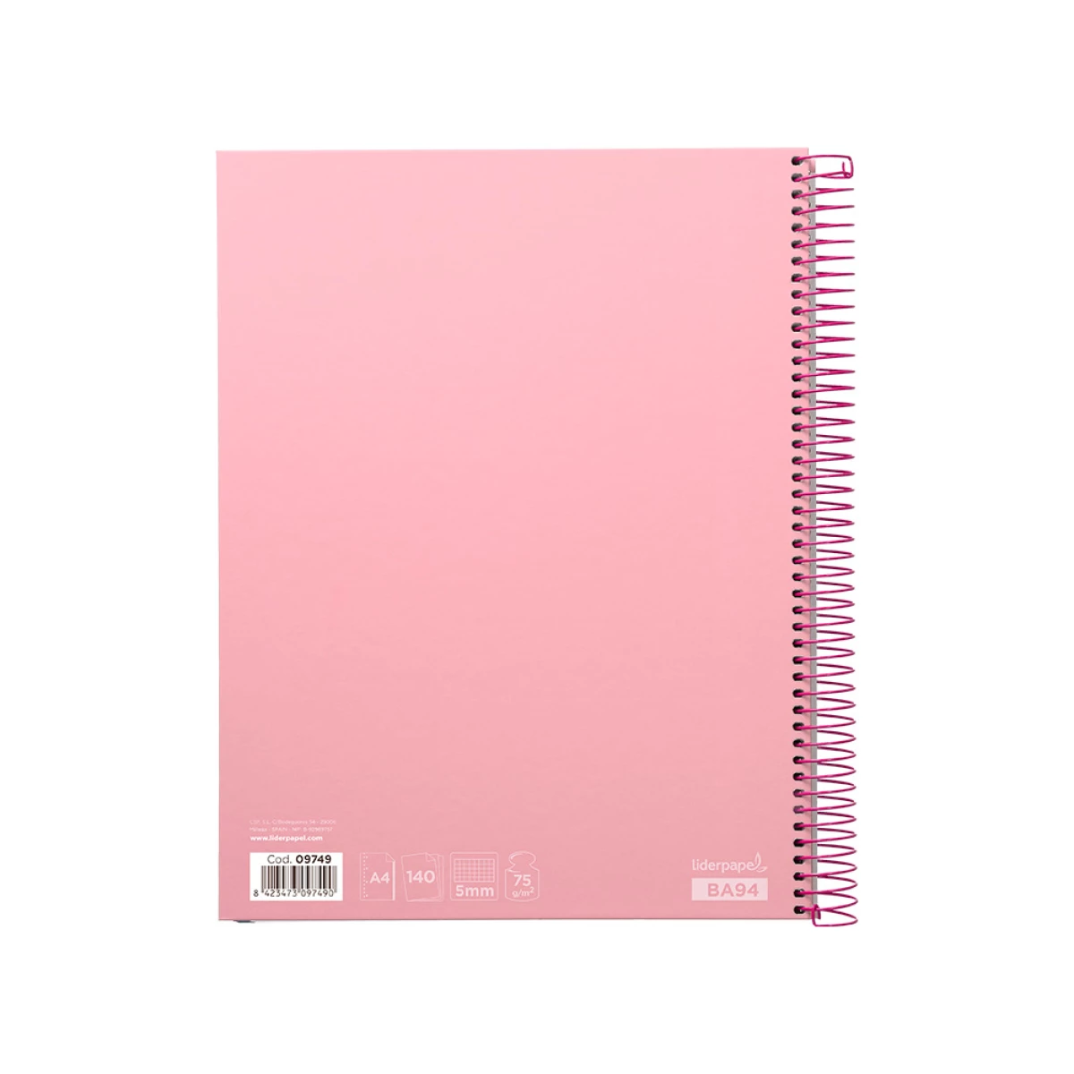 Galery – Caderno espiral liderpapel din a4 jolly capa forrada 140 f 75 gr quadricula 5mm 5 bandas de cores 4 furos cor rosa0