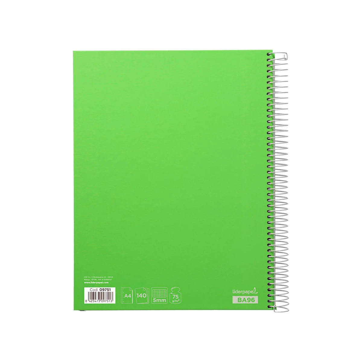 Galery – Caderno espiral liderpapel din a4 jolly capa forrada 140 f 75 gr quadricula 5mm 5 bandas de cores 4 furos cor verde0