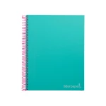 Galery – Caderno espiral liderpapel din a4 jolly capa forrada 140 f 75 gr quadricula 5mm 5 bandas de cores 4 furos cor turquesa0