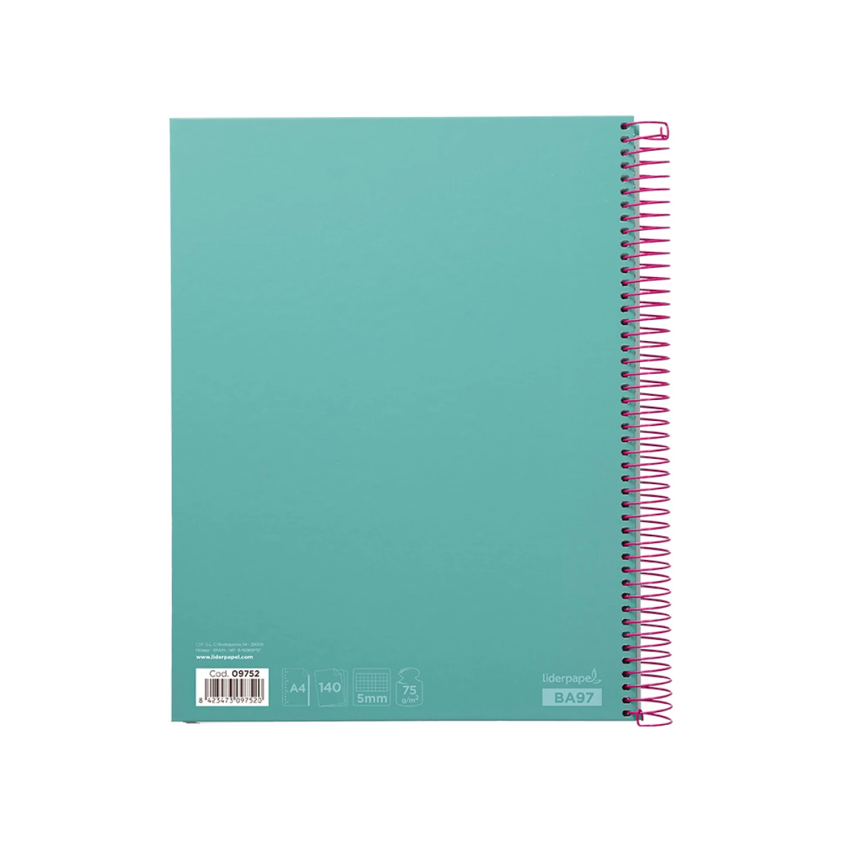 Galery – Caderno espiral liderpapel din a4 jolly capa forrada 140 f 75 gr quadricula 5mm 5 bandas de cores 4 furos cor turquesa0