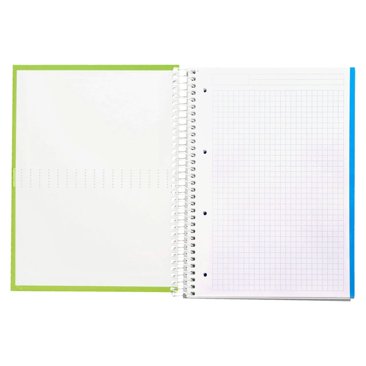 Galery – Caderno espiral liderpapel din a4 crafty capa forrada 120 f 90 gr quadricula 5 mm 5 bandas de cores 4 cores cor verde0