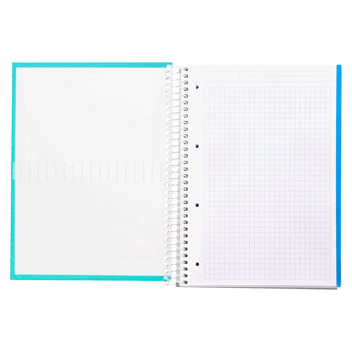 Galery – Caderno espiral liderpapel din a4 crafty capa forrada 120 f 90 gr quadricula 5mm 5 bandas de cores 4 furos cor turquesa0