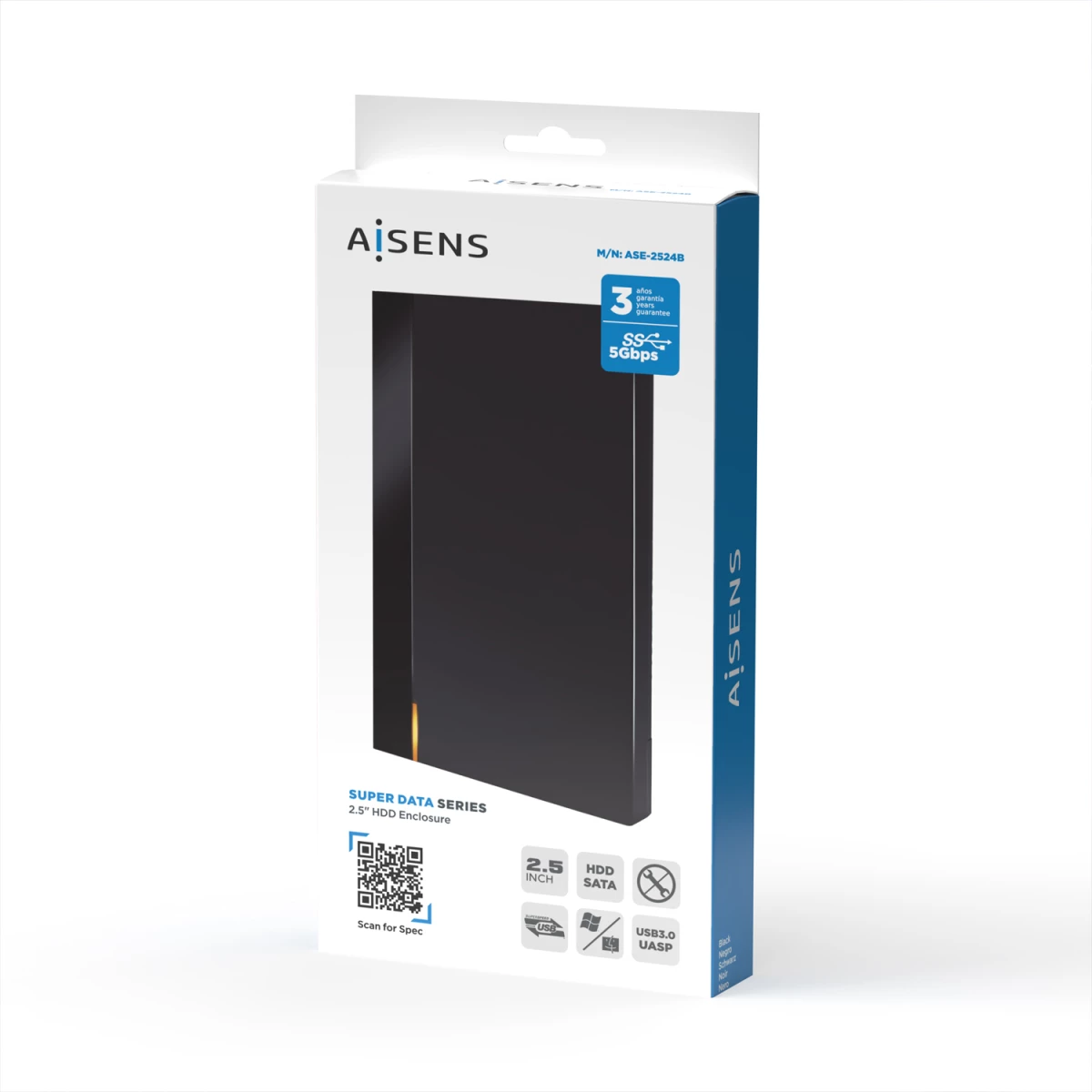 Galery – AISENS ASE-2524B Caixa para Discos Rígidos Compartimento SSD Preto 2.5″0