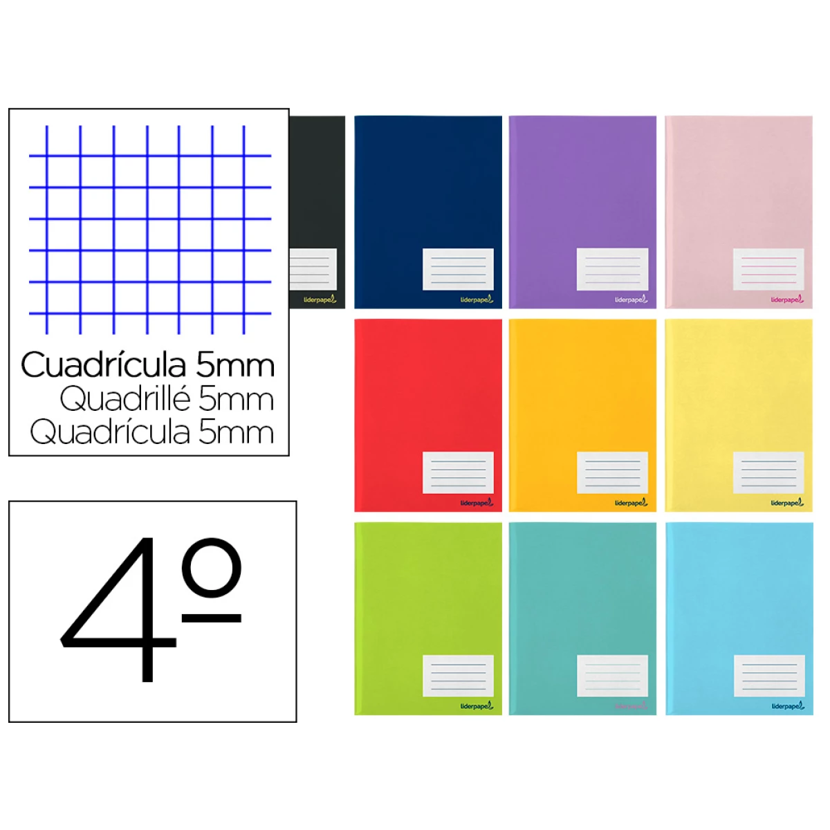 Thumbnail-Caderno agrafado liderpapel din a5 80 f quadricula 5mm 60gr com margem