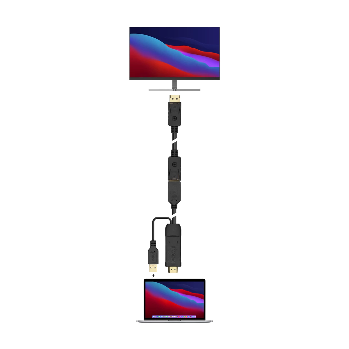 Galery – AISENS A122-0642 adaptador de cabo de vídeo 0,1 m HDMI Type A (Standard) DisplayPort + USB Type-A Preto0