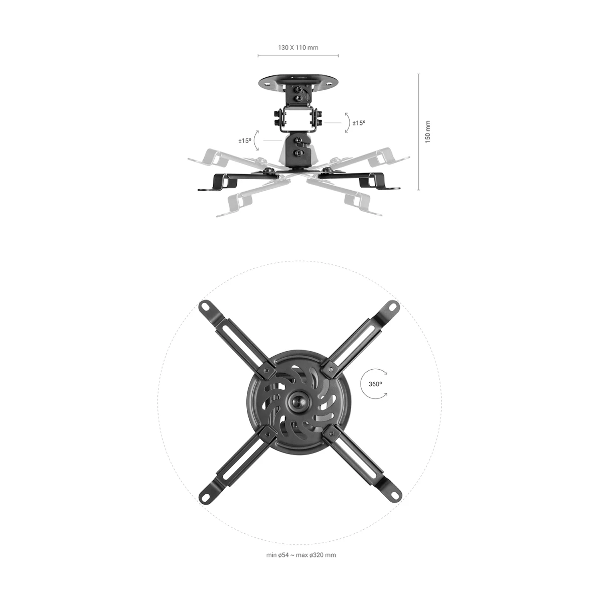 Galery – AISENS CP03TSR-127 suporte de projetores Teto Preto0