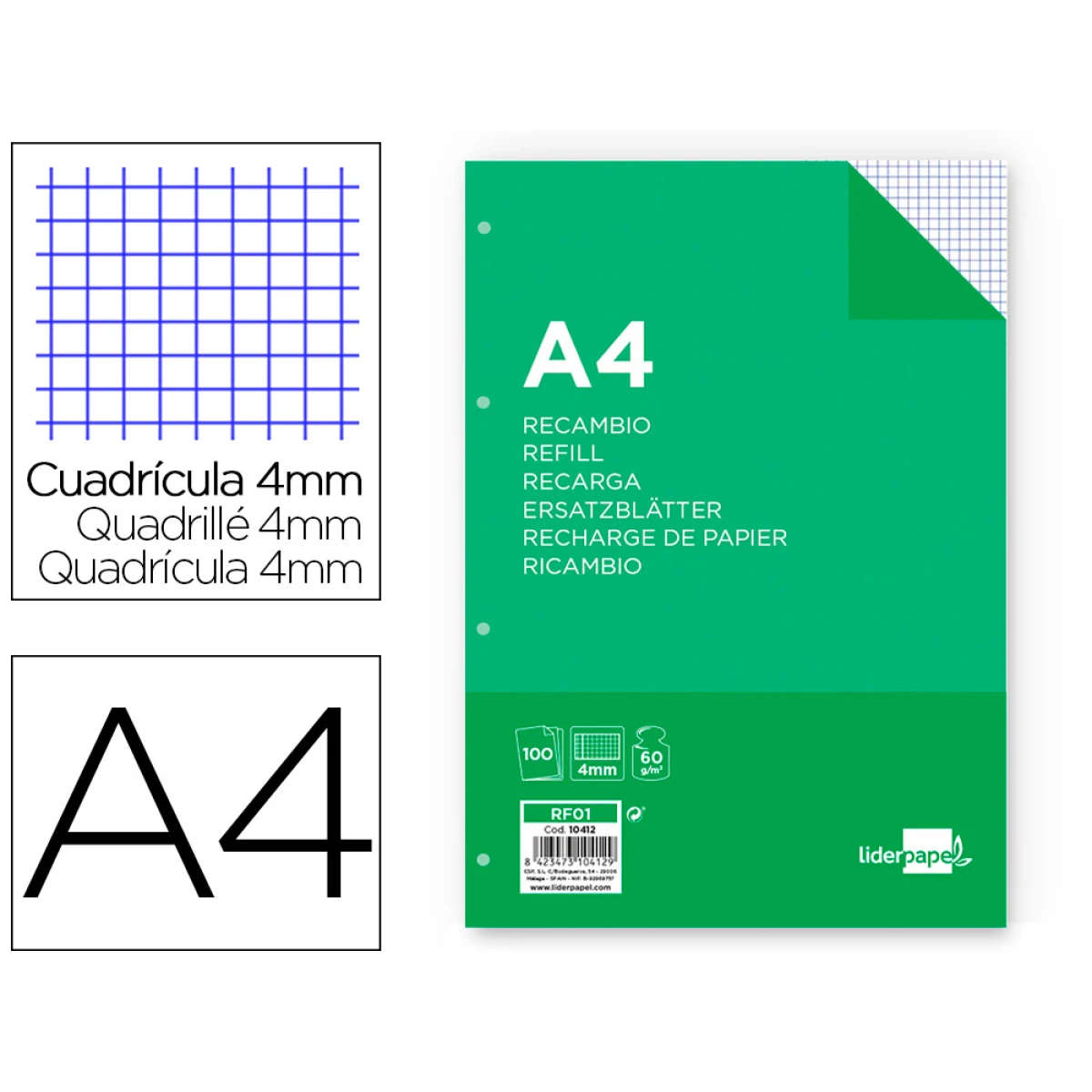 Thumbnail-Recarga liderpapel folio 100 f 4tf-01 quadriculado 4 mm 4 furos com margem