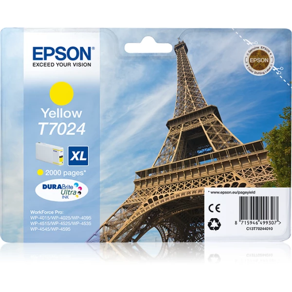 Thumbnail-Epson Eiffel Tower Série WP4000/4500 Tinteiro XL Amarelo C13T7024 2k