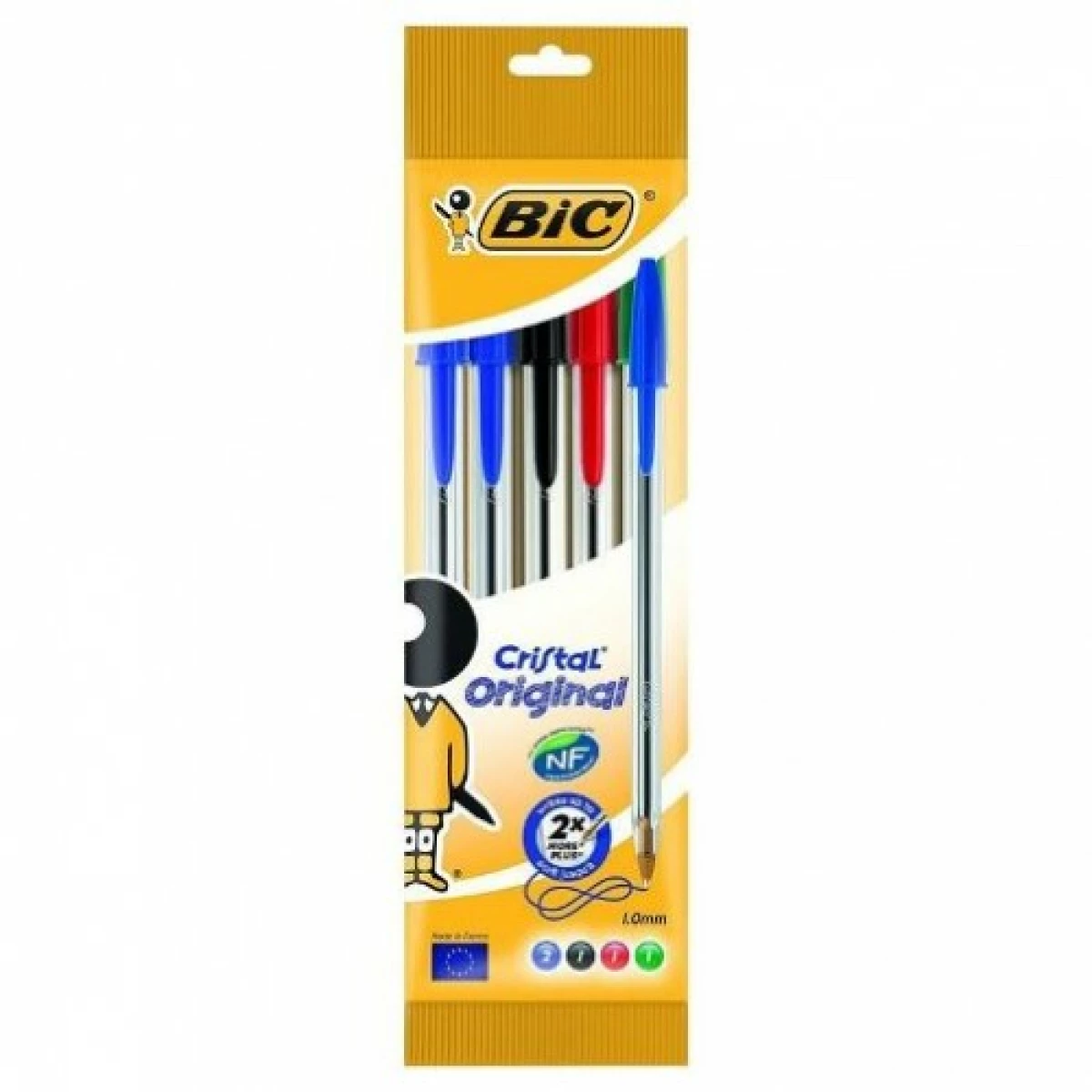 Thumbnail-Pacote original Bic Cristal com 5 canetas esferográficas – ponta redonda de 1,0 mm – curso de 0,4 mm – tinta à base de óleo – cores variadas