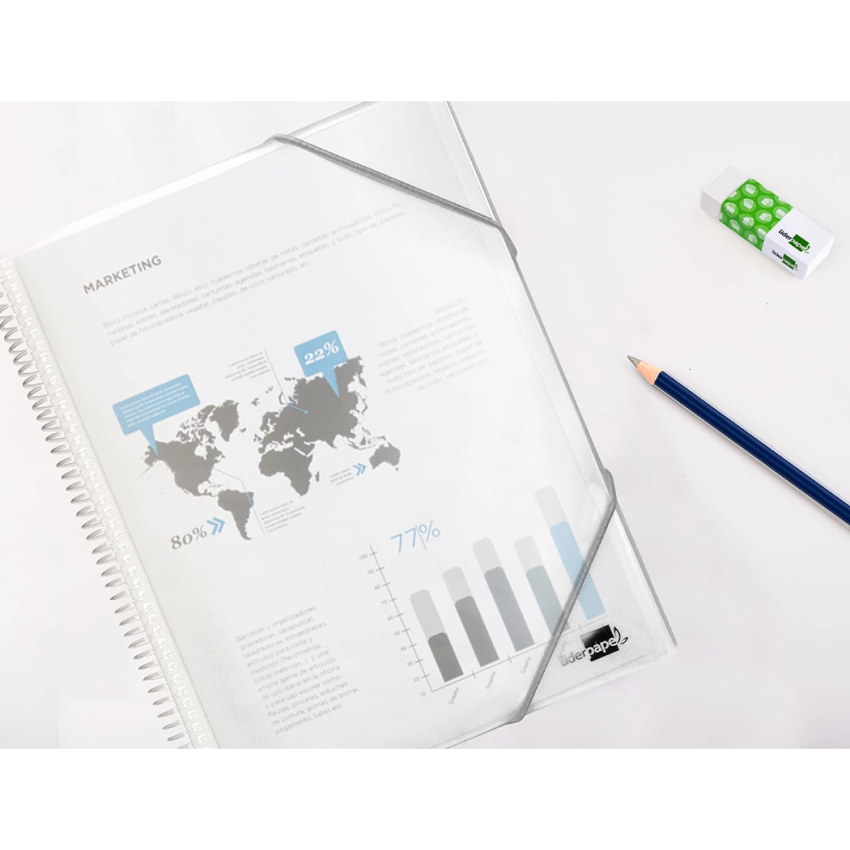 Galery – Capa catalogo liderpapel com espiral 20 bolsas polipropileno din a5 transparente0