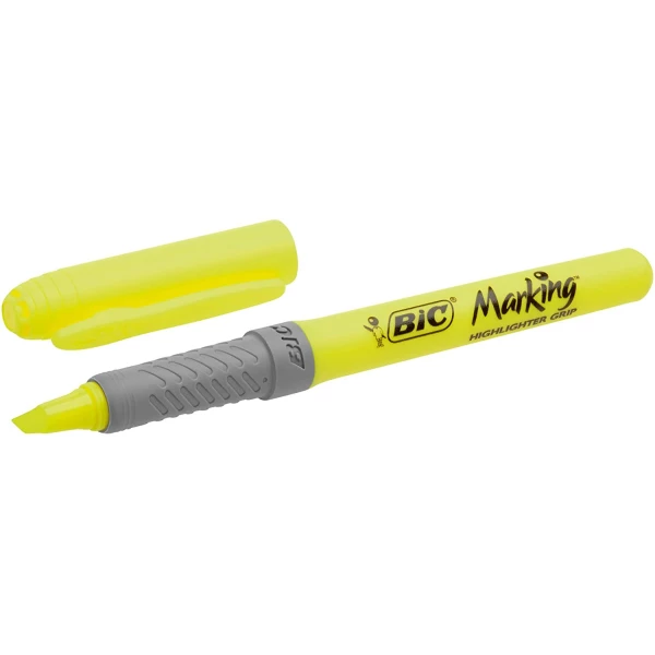 Thumbnail-Marcador Fluorescente Bic Highlighter Grip – Tinta a base d’água – Ponta chanfrada – Curso entre 1,60 e 3,30 mm – Cor Amarela